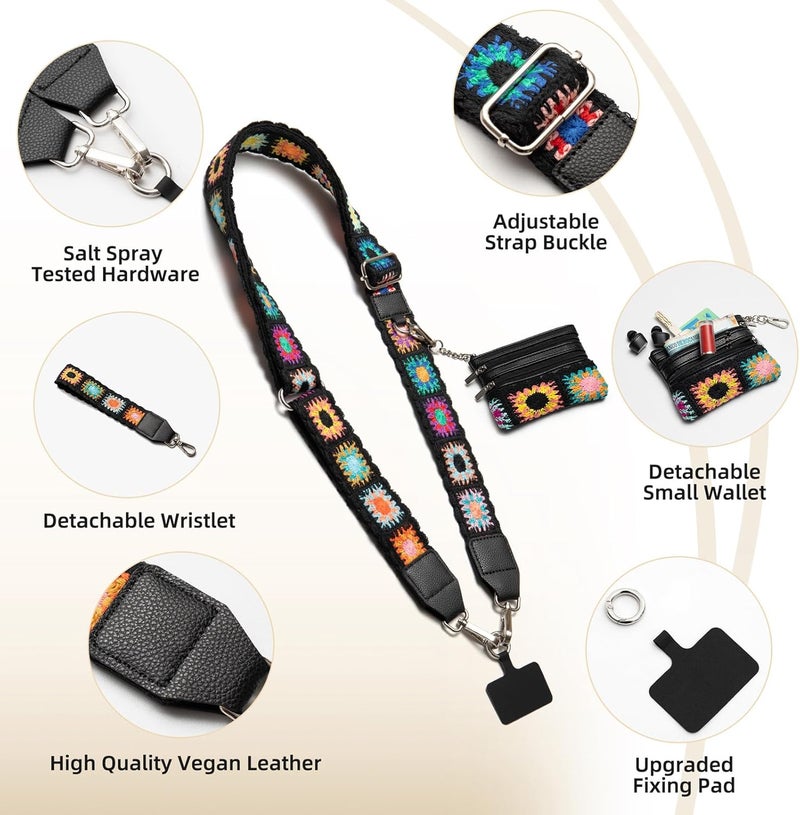 CUEDM Cell Phone Lanyard Crossbody,Adjustable Cell Phone Strap with Wristlet,Clip and Go Strap for Phone with Wallet - Image 4